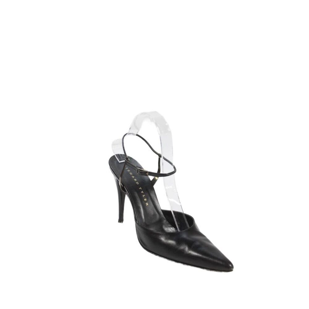 Richard Tyler Womens Leather Pointed Toe Slingbacks Pumps Black Size 8.5 Medium